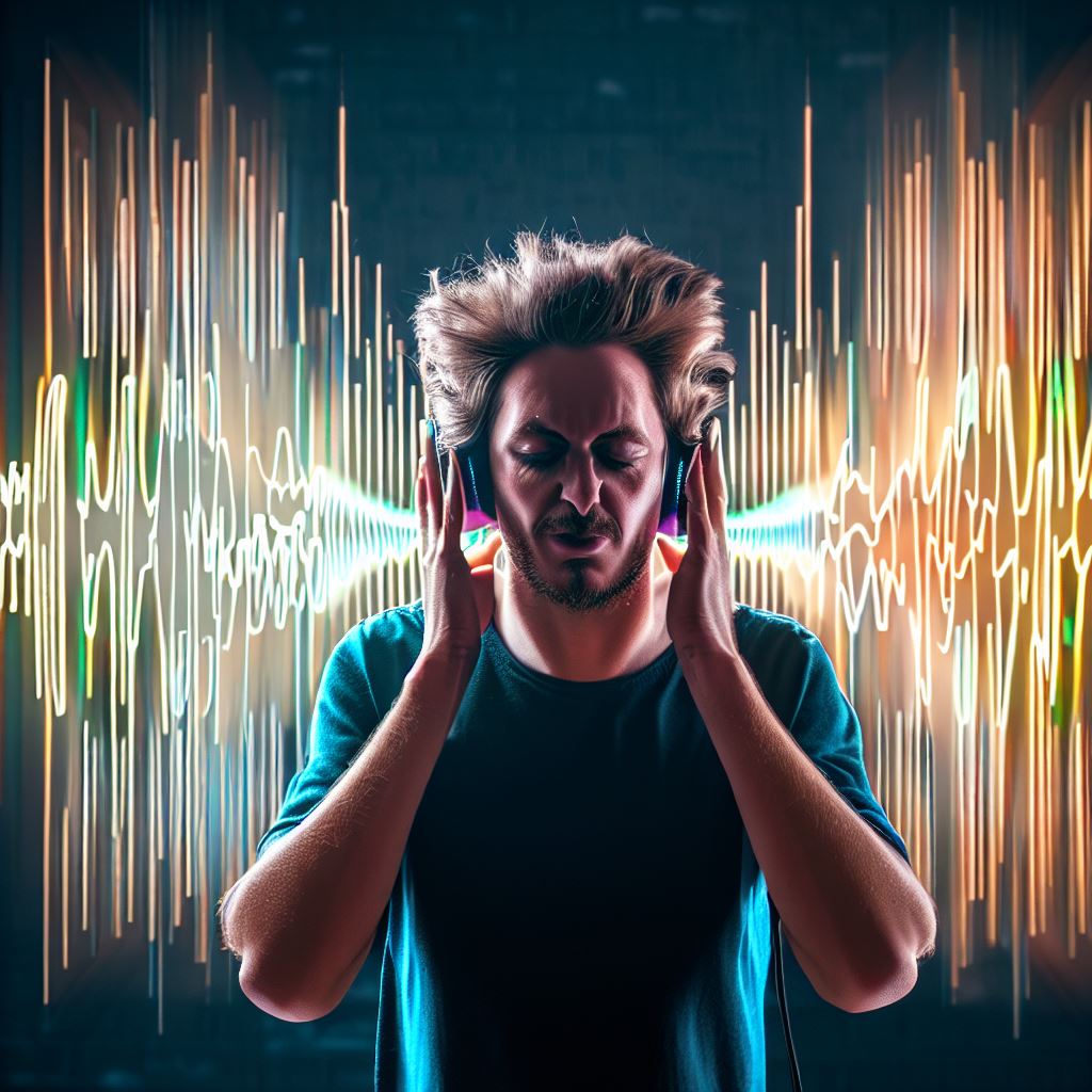 man listening to music perceiving loudness.